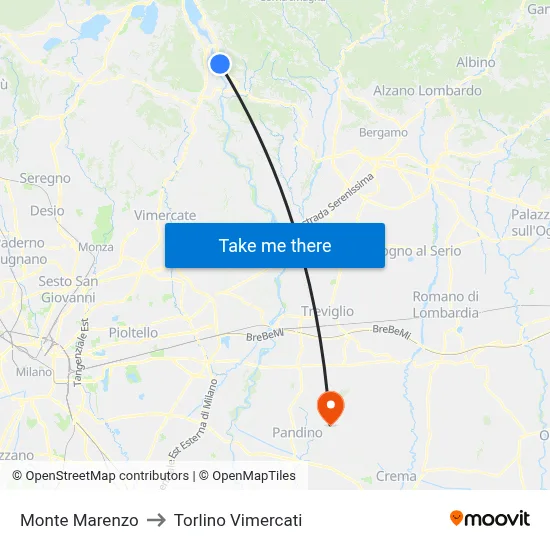 Monte Marenzo to Torlino Vimercati map