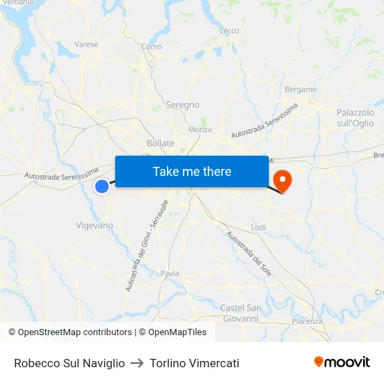 Robecco Sul Naviglio to Torlino Vimercati map