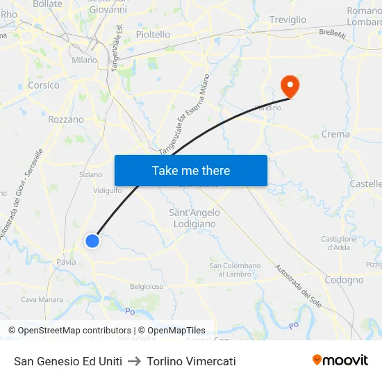 San Genesio Ed Uniti to Torlino Vimercati map