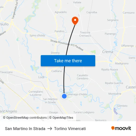 San Martino In Strada to Torlino Vimercati map