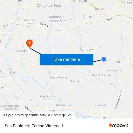 San Paolo to Torlino Vimercati map