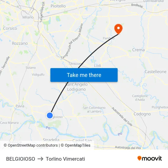 BELGIOIOSO to Torlino Vimercati map