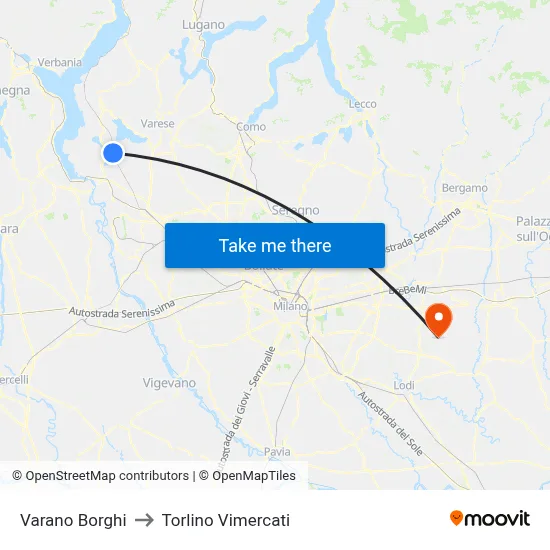 Varano Borghi to Torlino Vimercati map