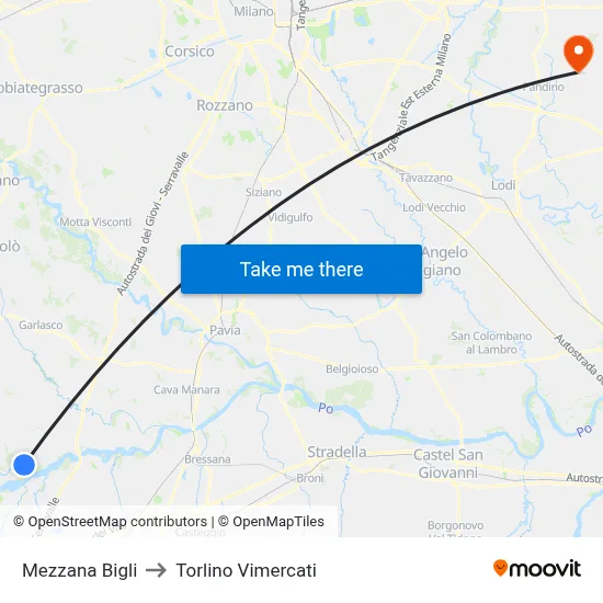 Mezzana Bigli to Torlino Vimercati map