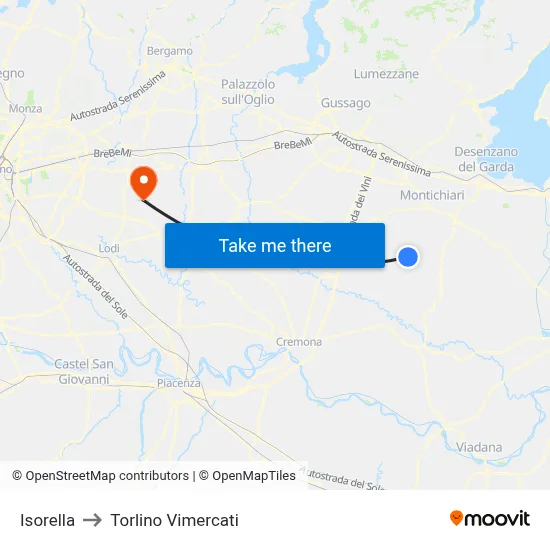 Isorella to Torlino Vimercati map