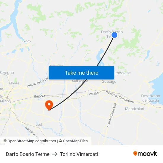 Darfo Boario Terme to Torlino Vimercati map