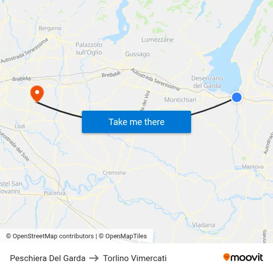 Peschiera Del Garda to Torlino Vimercati map