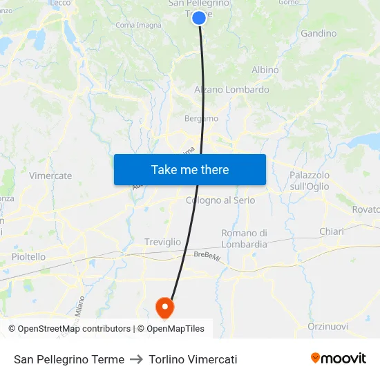 San Pellegrino Terme to Torlino Vimercati map