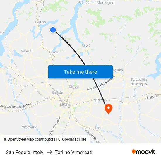 San Fedele Intelvi to Torlino Vimercati map