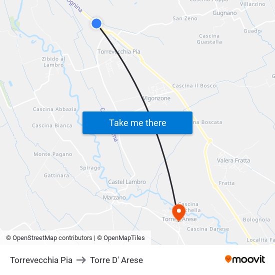 Torrevecchia Pia to Torre D' Arese map