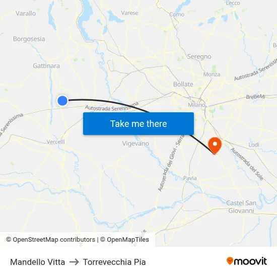Mandello Vitta to Torrevecchia Pia map