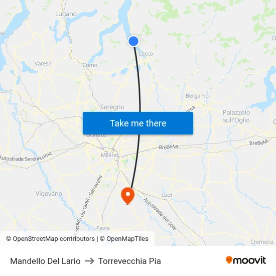 Mandello Del Lario to Torrevecchia Pia map