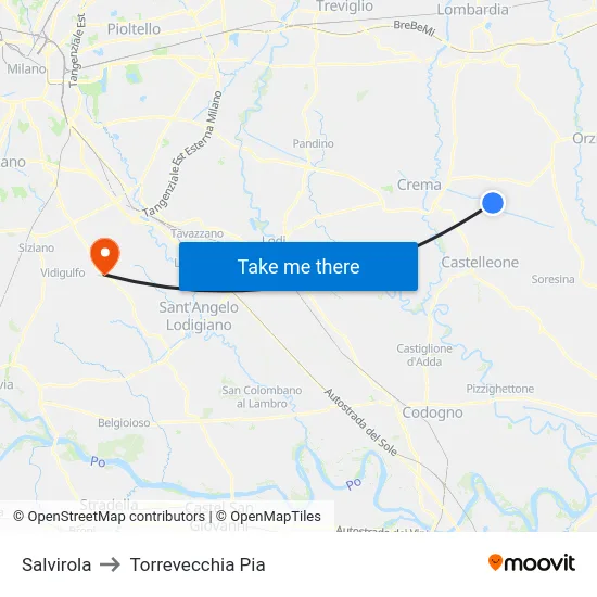 Salvirola to Torrevecchia Pia map