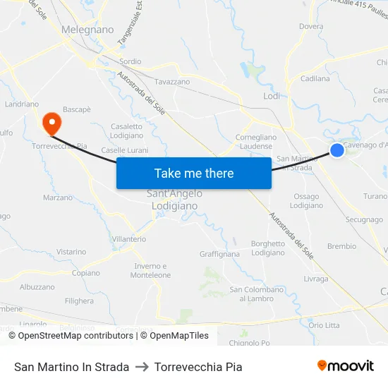 San Martino In Strada to Torrevecchia Pia map