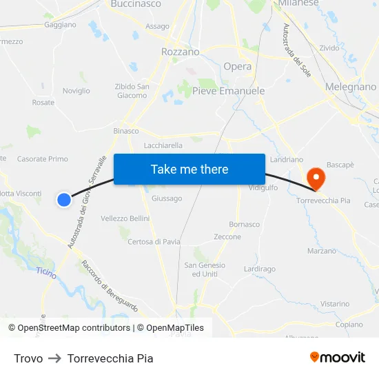 Trovo to Torrevecchia Pia map
