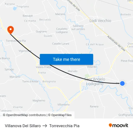 Villanova Del Sillaro to Torrevecchia Pia map