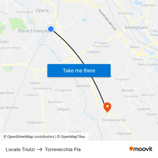 Locate Triulzi to Torrevecchia Pia map