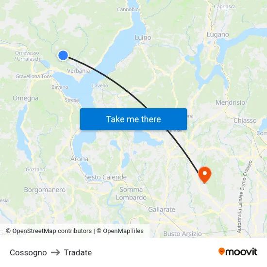 Cossogno to Tradate map