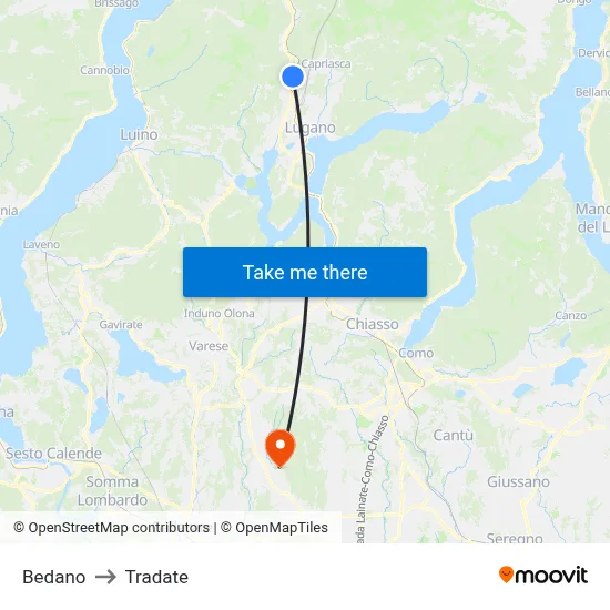 Bedano to Tradate map