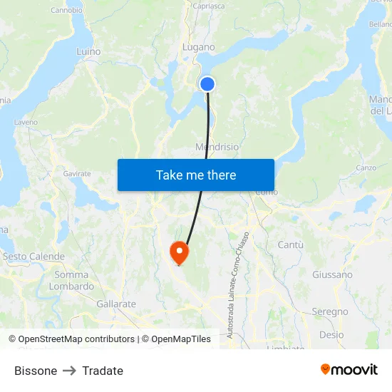 Bissone to Tradate map