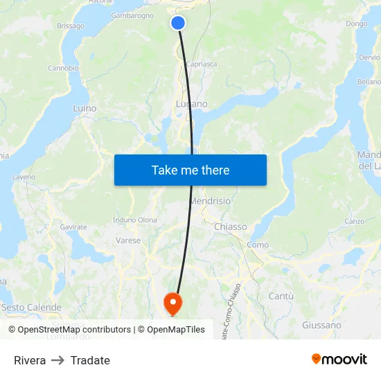 Rivera to Tradate map