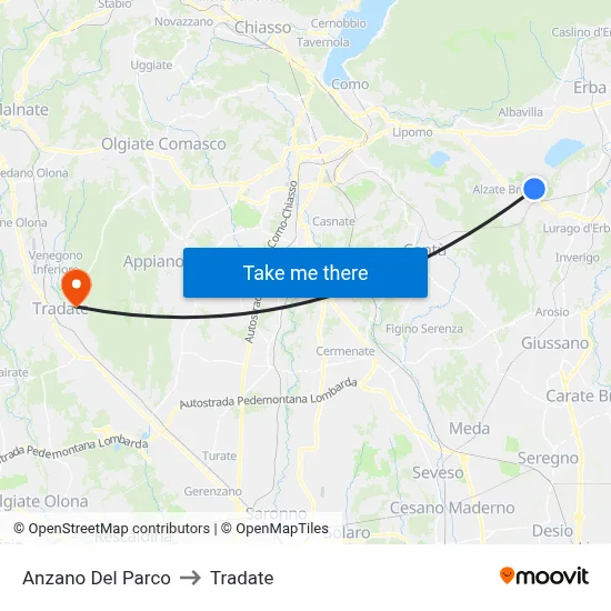 Anzano Del Parco to Tradate map