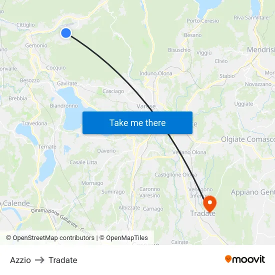 Azzio to Tradate map