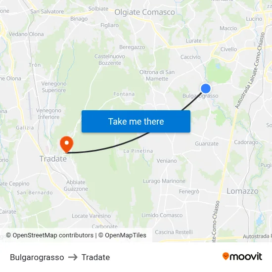 Bulgarograsso to Tradate map