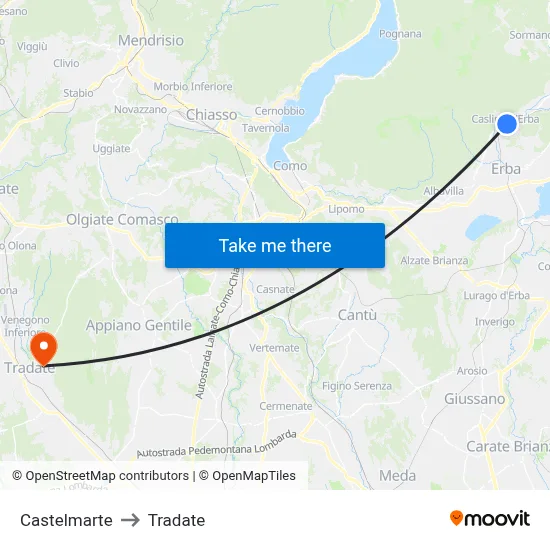 Castelmarte to Tradate map