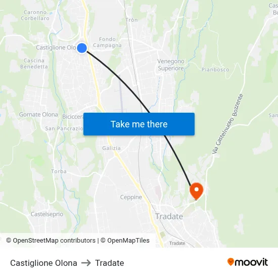 Castiglione Olona to Tradate map
