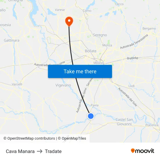 Cava Manara to Tradate map