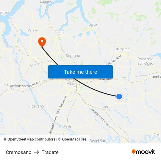 Cremosano to Tradate map