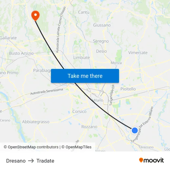 Dresano to Tradate map