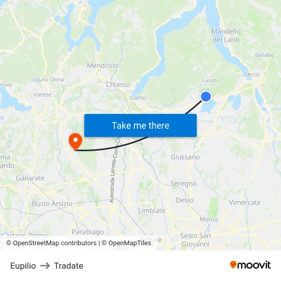 Eupilio to Tradate map