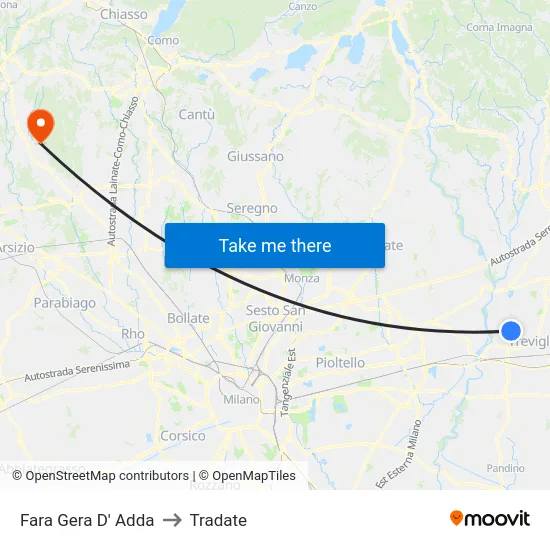 Fara Gera D' Adda to Tradate map