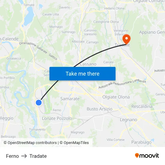 Ferno to Tradate map