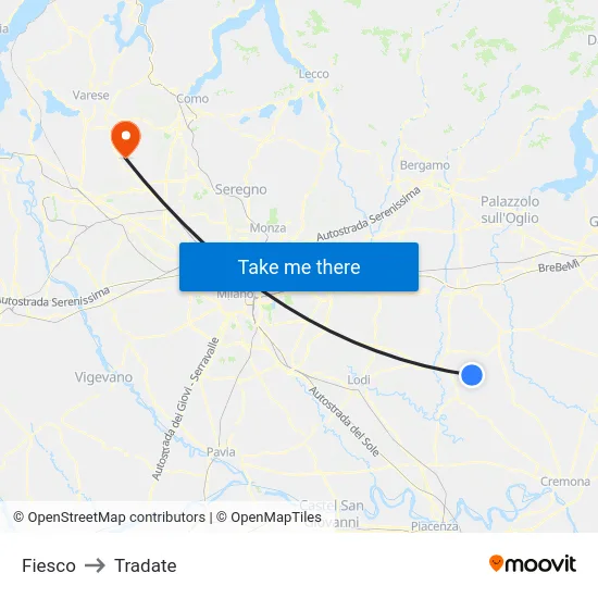 Fiesco to Tradate map