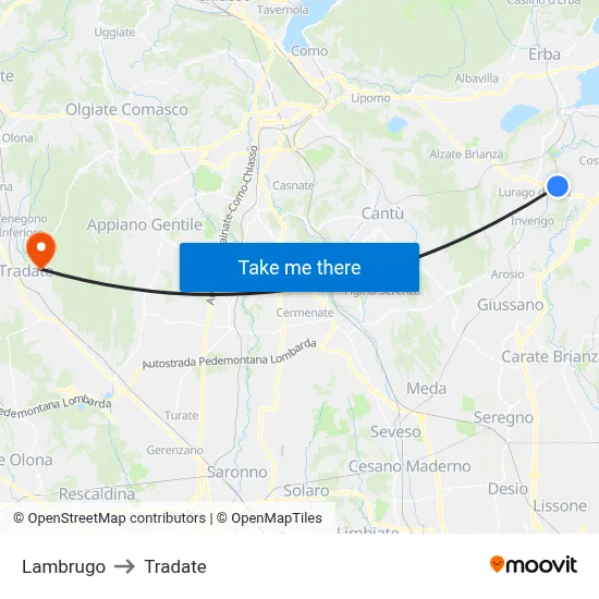 Lambrugo to Tradate map