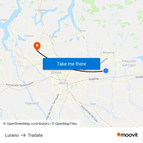 Lurano to Tradate map