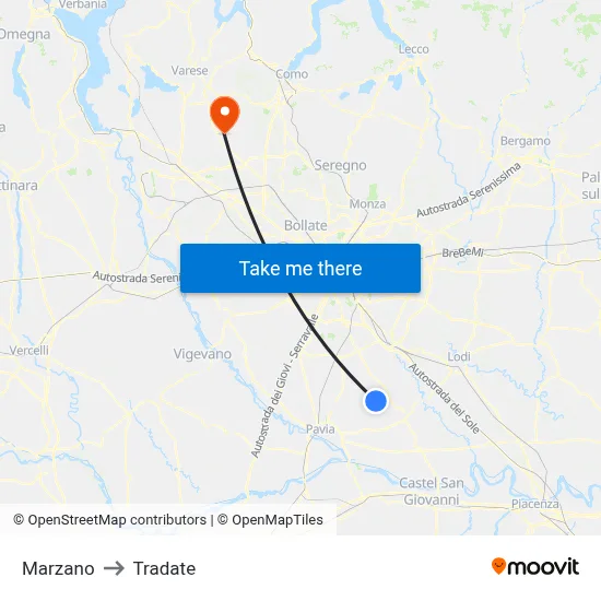 Marzano to Tradate map