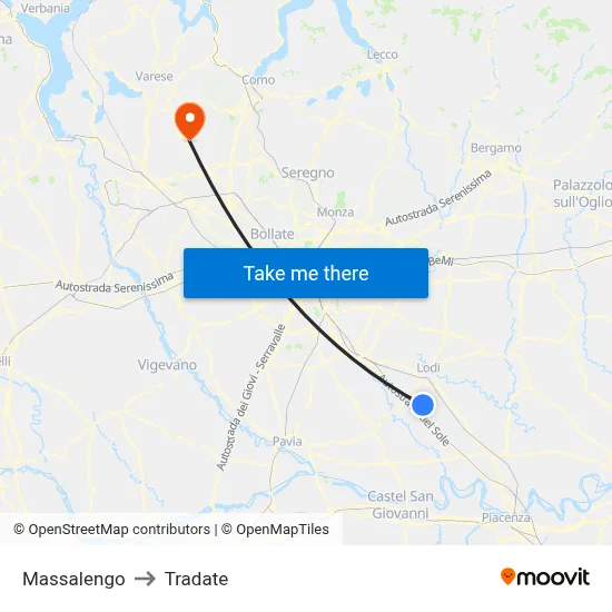 Massalengo to Tradate map