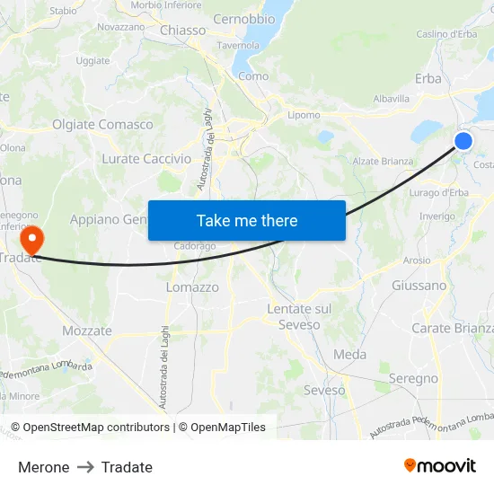 Merone to Tradate map