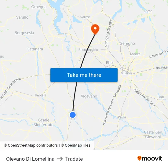 Olevano Di Lomellina to Tradate map