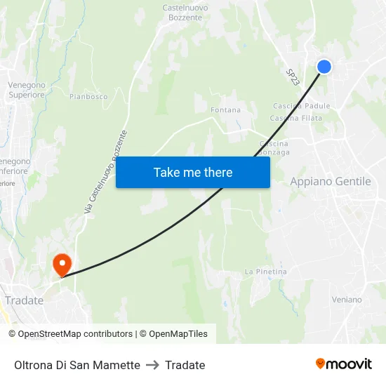 Oltrona Di San Mamette to Tradate map