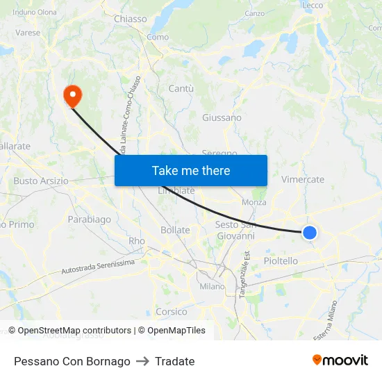 Pessano Con Bornago to Tradate map