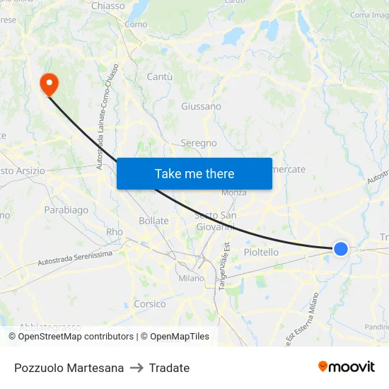 Pozzuolo Martesana to Tradate map