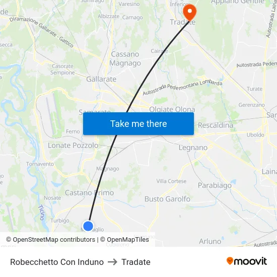 Robecchetto Con Induno to Tradate map
