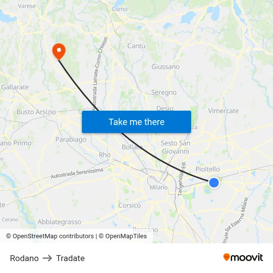 Rodano to Tradate map
