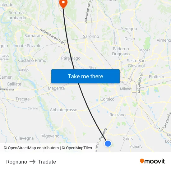 Rognano to Tradate map