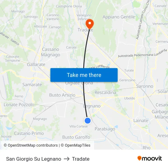 San Giorgio Su Legnano to Tradate map